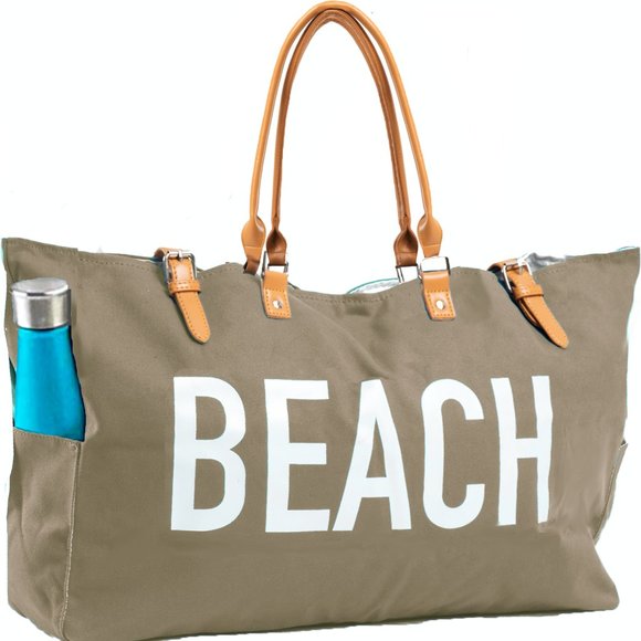Keho Handbags - KEHO "Beach Vibes" Large Beach Bag/Tote (Tan)
